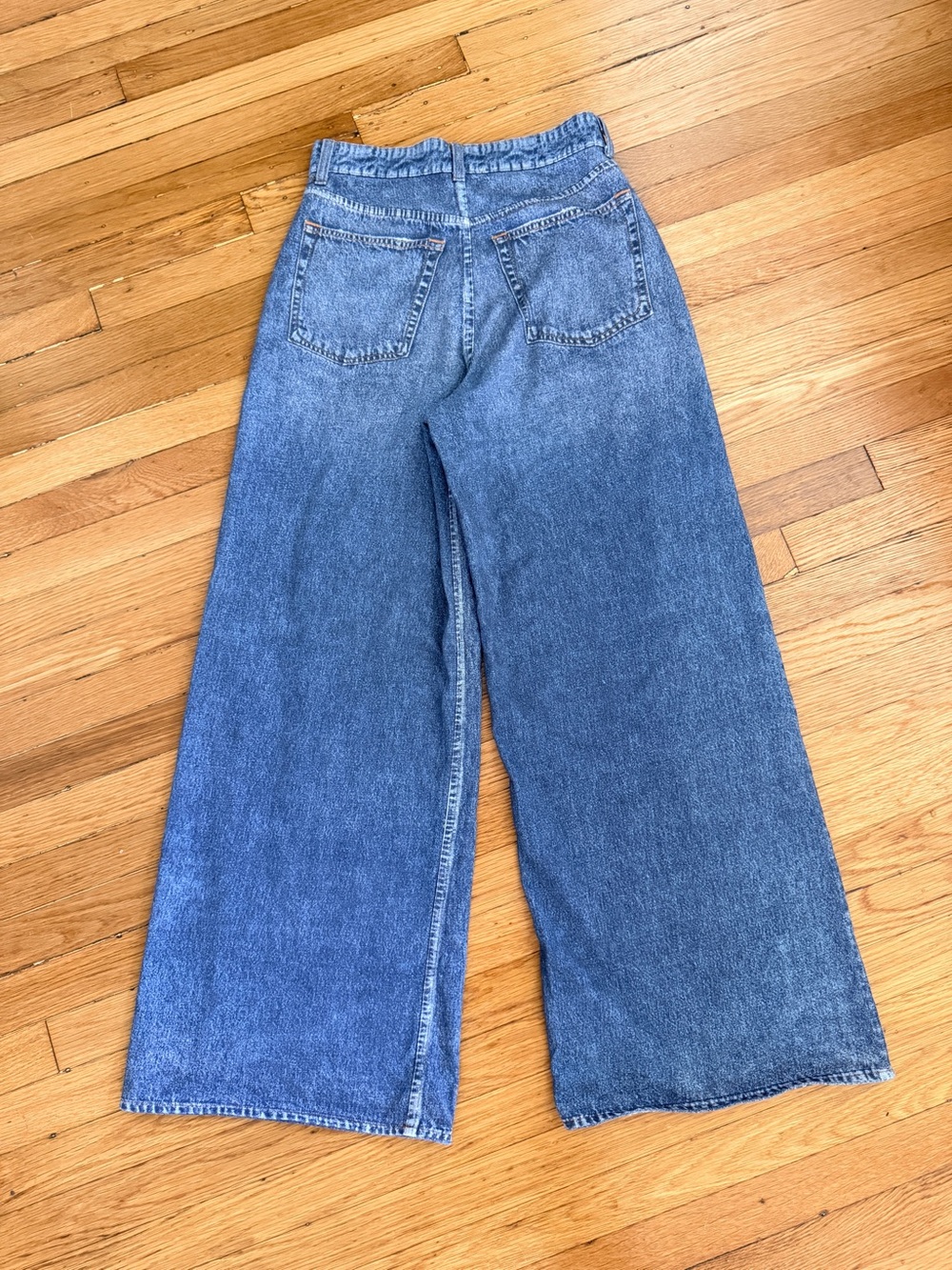 Women’s Small 2-4 Baggy Wide Leg Cotton Stretch Pants Denim Look - Picture 2 of 7